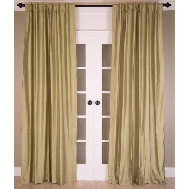 Solid Silk Room Darkening Curtain Single Panel, 51" W x 96" L, Persimmon