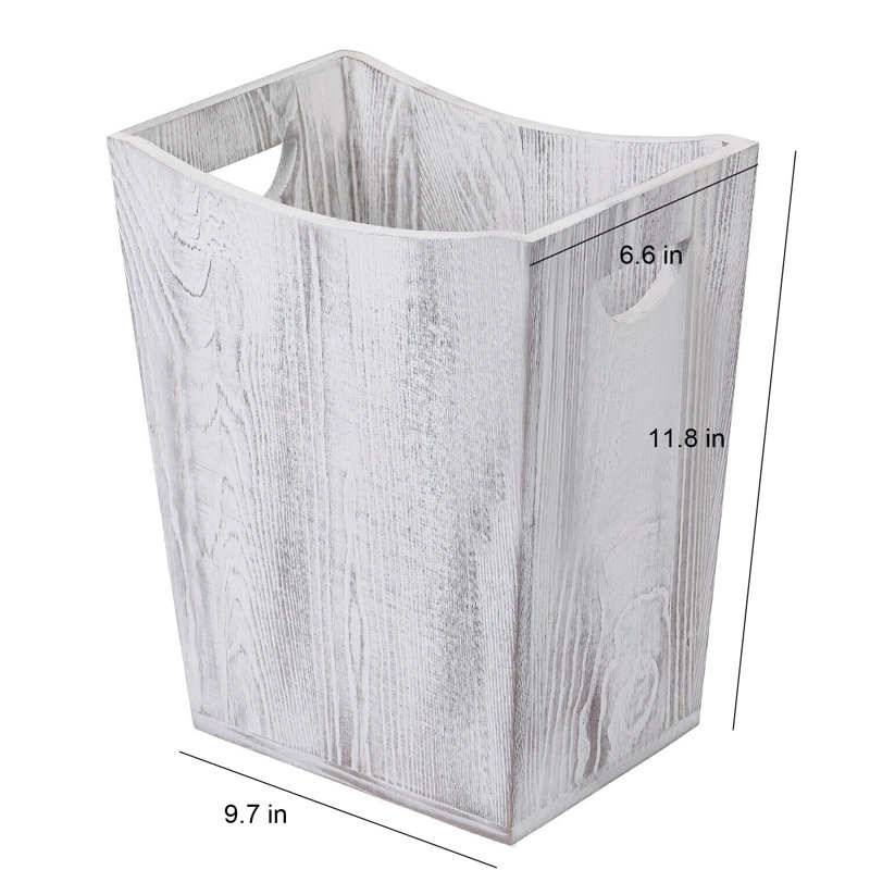 Wood Trash Can Rustic Farmhouse Wastebasket Bin, Rustic Gray