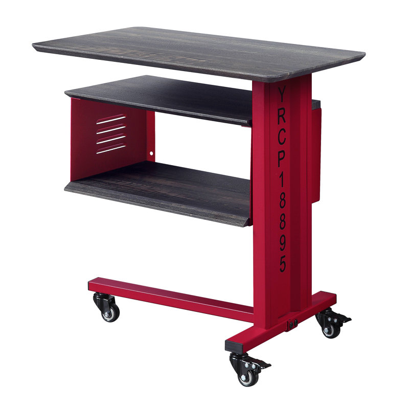 Table d'appoint rectangulaire avec tablette murale Eftychia, Rouge