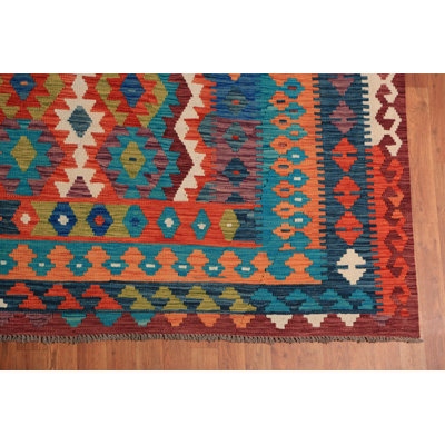 Geometric Wool Kilim Oriental Large Rug 10x16
