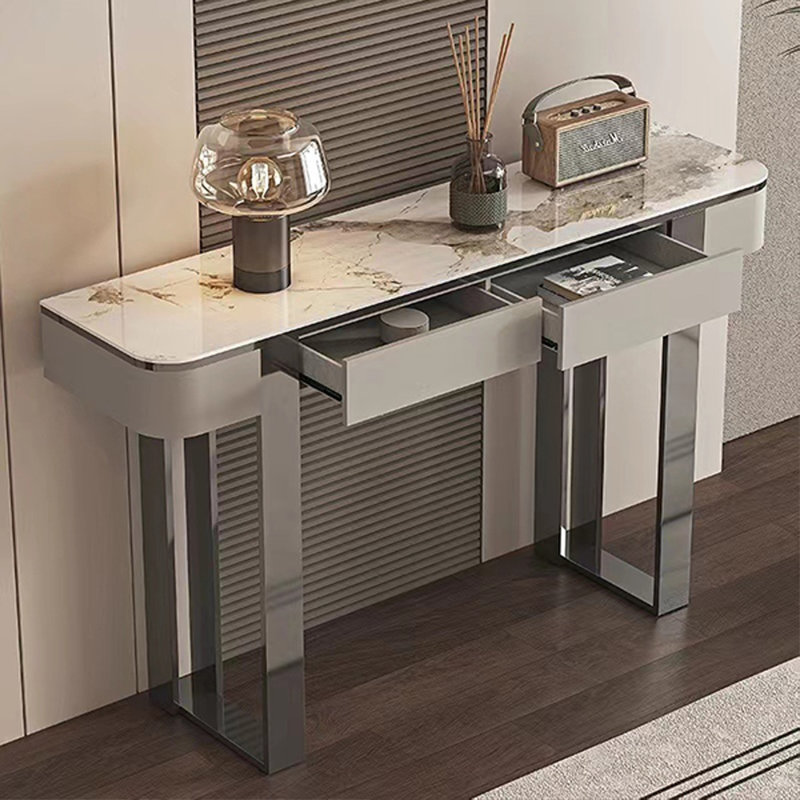 Console sécuritaire et pratique, Blanc / Gris, H 33,46 po x l 54,33 po x P 13,78 po