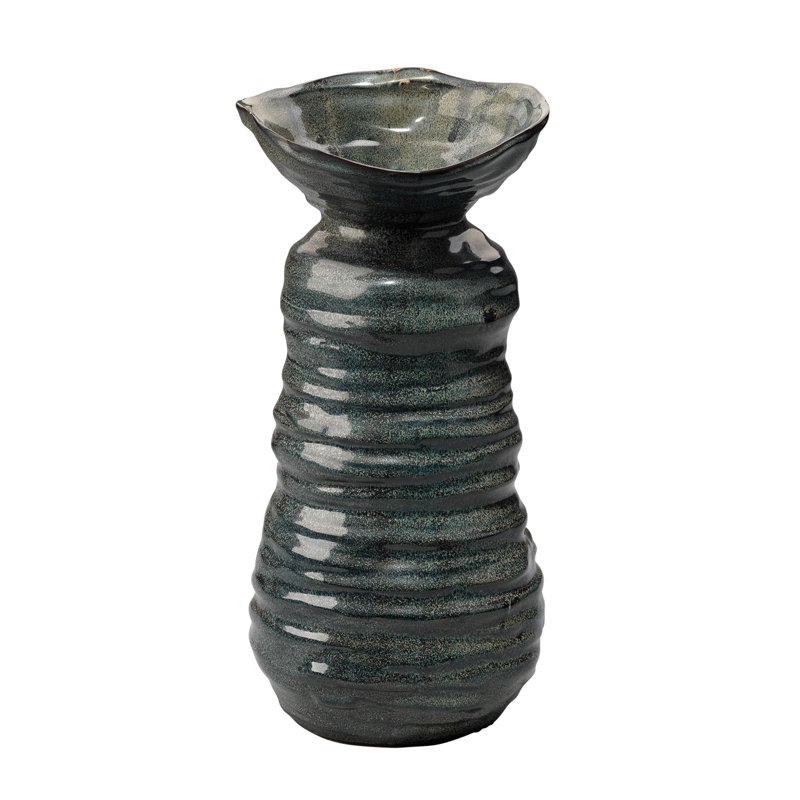 Marine Handmade Ceramic Table Vase, Pearl Cream, 15.5" H x 7.25" W x 7.25" D