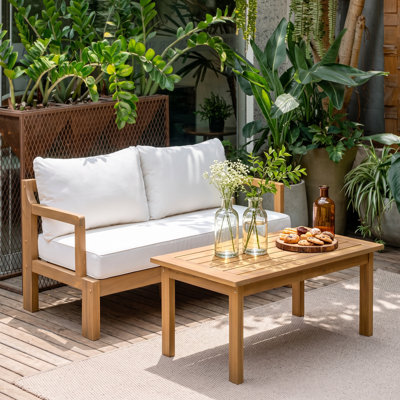 Ensemble de conversation d'extérieur en bois d'acacia Sevara Modern Coastal
