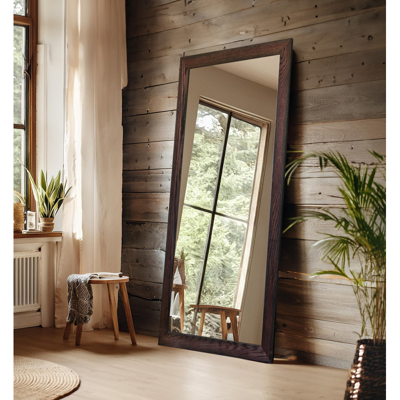 Union Rustic Ozark Hardwood Floor Mirror Oak, 74'' x 33'', Black Cherry