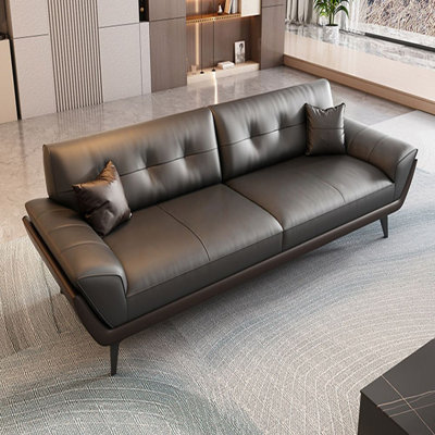 Black Genuine Leather Standard Sofa bed cushion couch