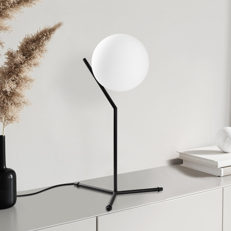 Lampe de table industrielle moderne, corps en métal noir, 13,8 x 11,8 x 20,5 pouces | Abat-jour de 7,9 po de diamètre | Câble de 6,6 pi avec interrupteur marche / arrêt | Compatible avec les ampoules G9 (8 W maximum) | Éclairage de maison élégant pour les espaces contemporains