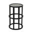 Table d'appoint de patio avec surface en carreaux de céramique grise et structure stable en fer pour une utilisation extérieure