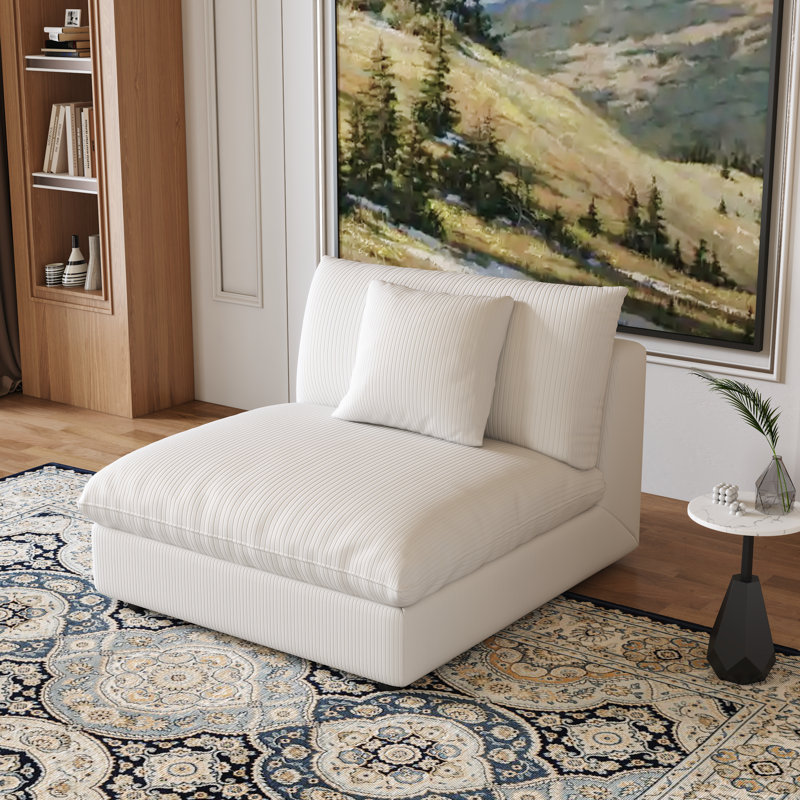 Housse de canapé modulaire en forme de U surdimensionnée en velours blanc - Siège sans accoudoirs, Velours blanc