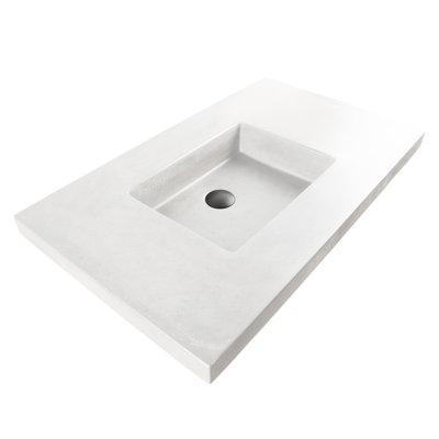Newterra Concrete Handmade Rectangular Console Bathroom Sink