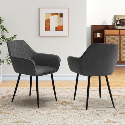 Ensemble de 2 chaises de salle à manger de loisirs avec dossier incurvé et assise large