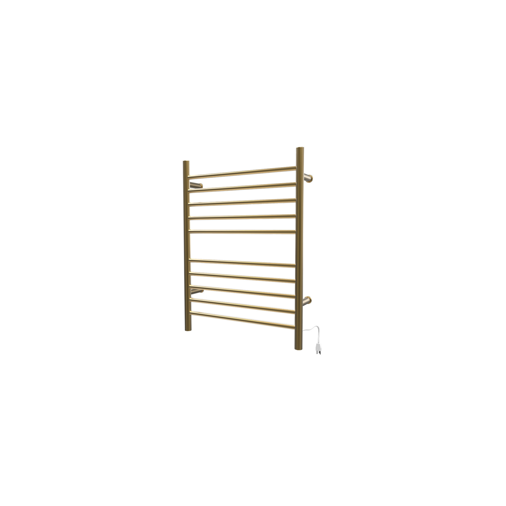 Wall Mount Electric Towel Warmer plug in or hardwired combo unit, Satin Brass