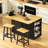 Large Kitchen Island with 2 Bar Stools, Power Outlet, Door Internal Storage Rack, and 5 Wheels for Versatile Mobility and Storage-1806759437