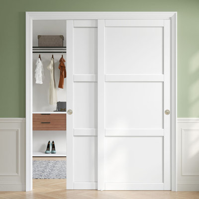 3-Panel Bypass Sliding Closet Doors With Installation Hardware Kit