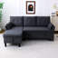 Chaise longue réversible en L gris foncé avec rangement, 3 places, coton pour bureau et appartement, décor idéal