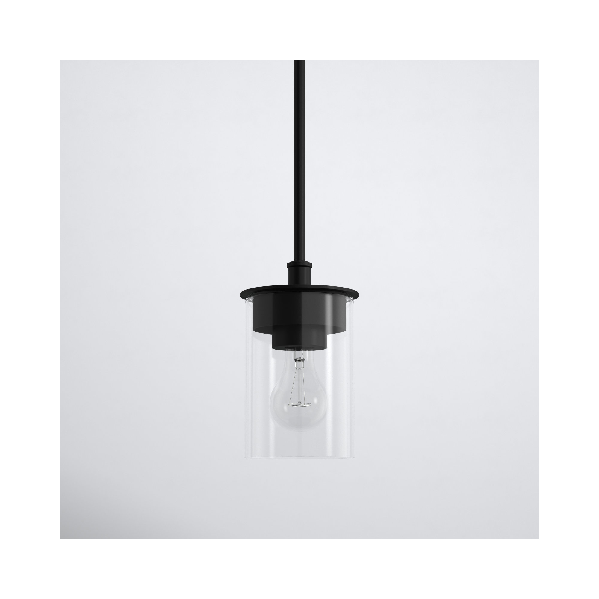 Single Light Glass Dimmable Pendant, Matte Black