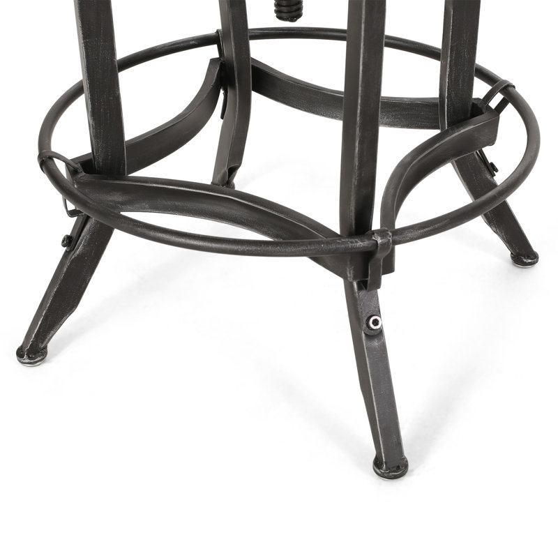 Swivel Adjustable Height Counter Stool with Metal Frame, Firwood/Black