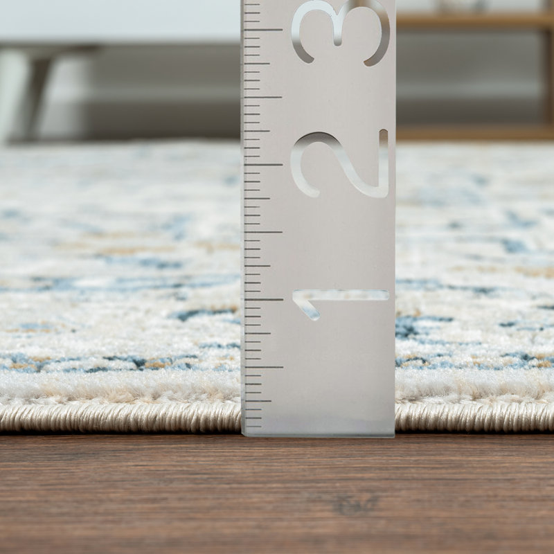 Oriental Machine Made Polypropylene Area Rug in Beige/Blue/Gray, Rectangle 4' x 6'