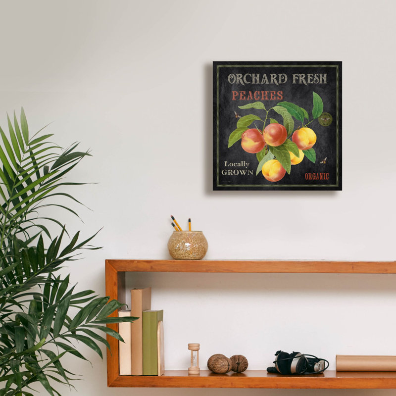 «Orchard Fresh Peaches» par Jean Plout, art mural sur toile, 12 po x 12 po, 12 po x 12 po