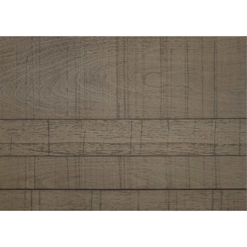 Lit double gris rustique pour chambre à coucher, fait de bois avec tête de lit à profil bas / tête de lit en gris, tête de lit en bois