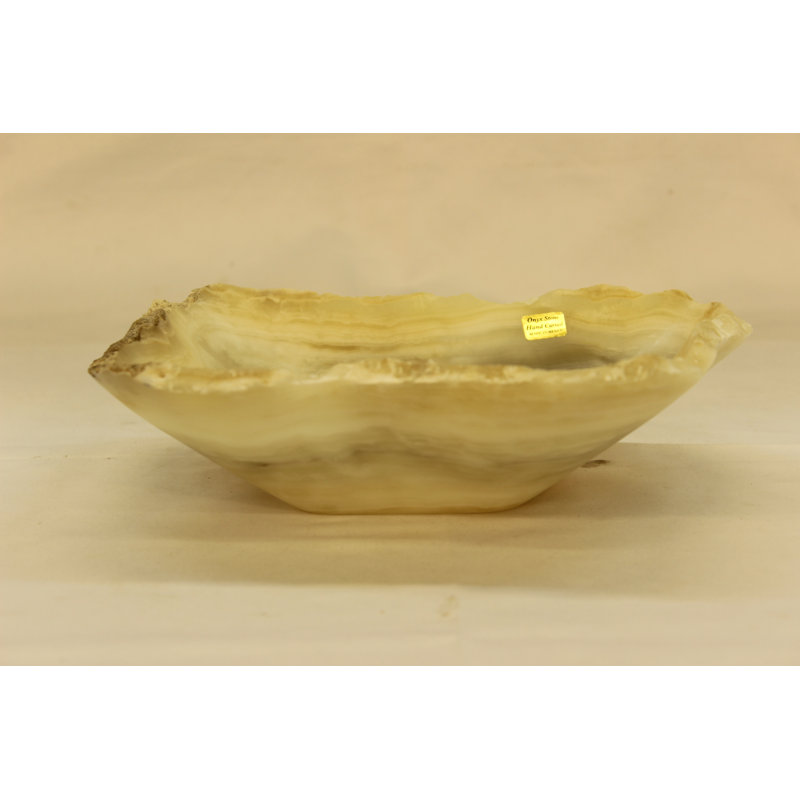 Petit centre de table en onyx blanc et beige