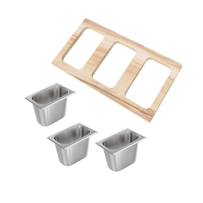 Planche de service à condiments avec 3 bols 9 x 16,75 Swiss Madison