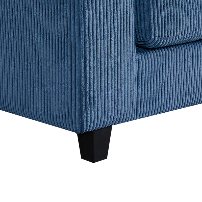 Amiin Corduroy L-Shaped Sectional, Right Hand Facing, Blue Corduroy
