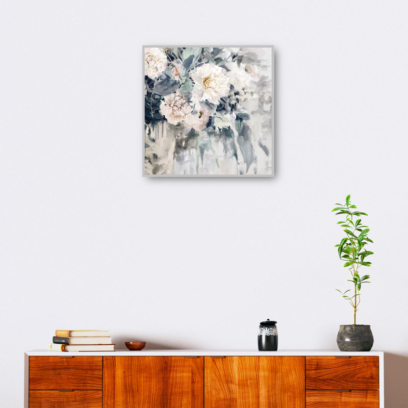 Champagne Silver Framed Floral Canvas Art Print, 42" x 42"