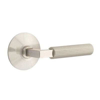 Emtek Select Privacy Interior Mortise w/ Modern Rosette & L-Square Stem, Straight Knurled Lever