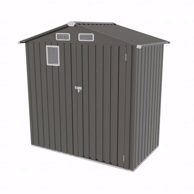 6X 3.5FT Metal Outdoor Storage Shed, Tool Shed With Peaked Roof Watertight With Clear Window And Lockable Door Compact Metal Tool Room