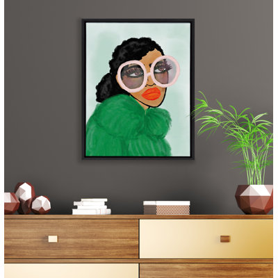 Elsner Green Coat' by Kendra Dandy - Bouffants and Broken Hearts - Floater Frame Painting Print on Canvas