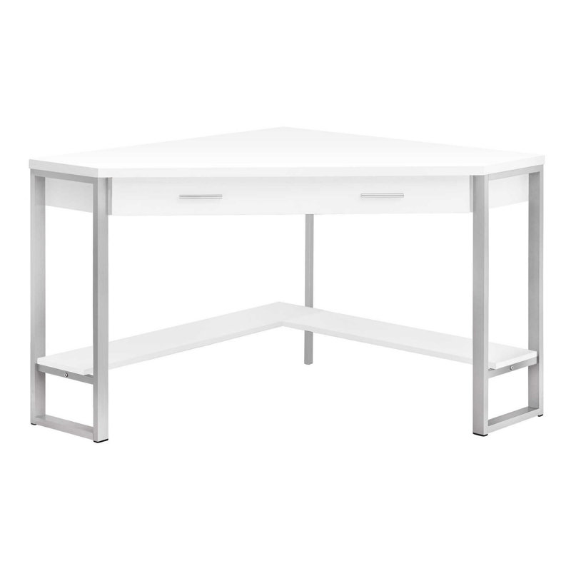 Bureau d'ordinateur Huggard, Blanc / argenté