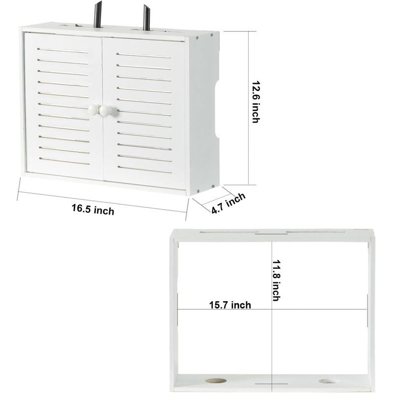 Wifi Storage Box Wall Mount Wifi Router Box Hider Decorative Router Storage Box Modem Wall Mount ,White