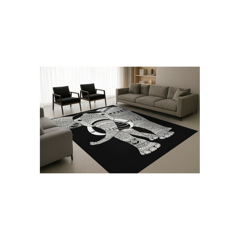 Tapis tissé noir Mosso, 2 pi 6 po x 4 pi 11 po
