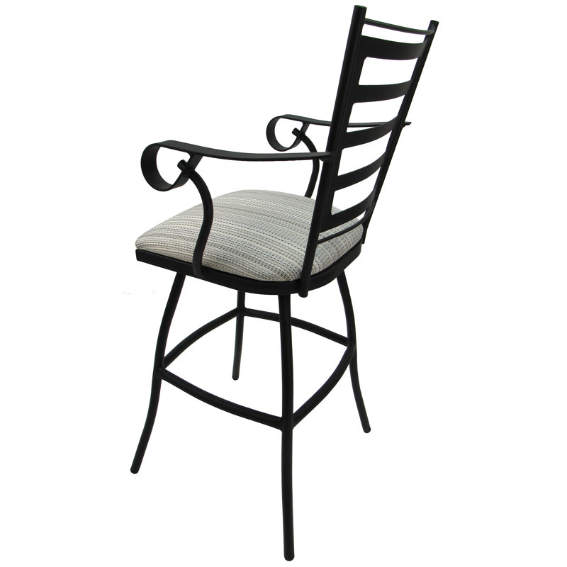 Tabouret de patio d'extérieur 35 po avec coussin Chazz, Plaisir naturel, Thermolaquage noir
