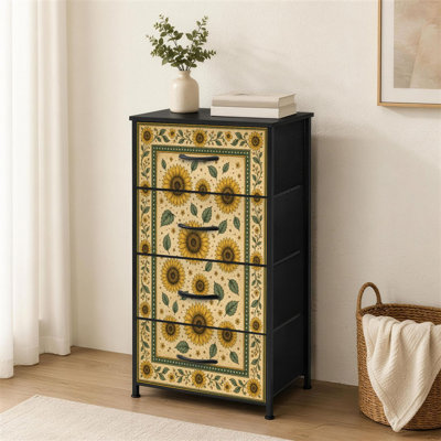 Commode à 4 tiroirs pour chambre à coucher Vintage Sunflower