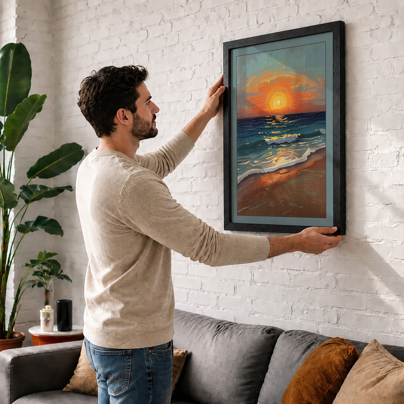 Seascape At Golden Hour Coastal - Print, Oak, A3 - 42.0 x 29.7 cm