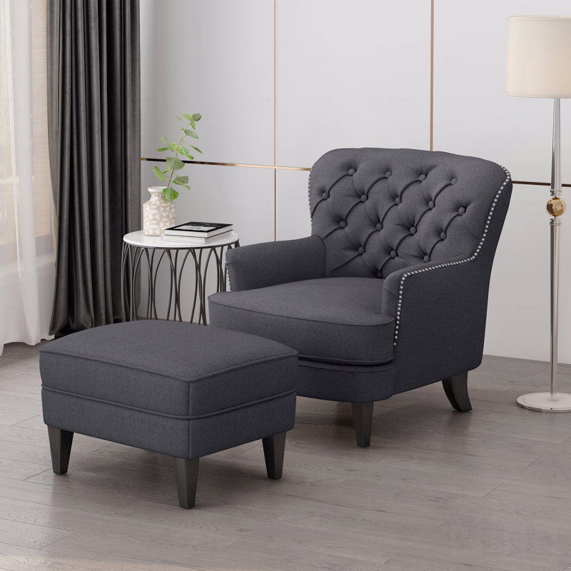 Fauteuil club + repose-pieds