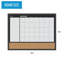 MasterVision Magnetic Dry Erase Monthly Calendar Planner with Notes Space & Push Pin Corkboard, 18" x 24", Black Frame