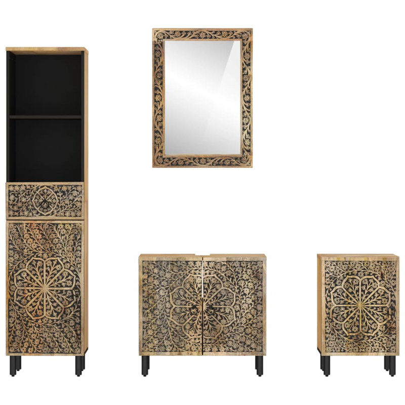 Nelsonville Solid Wood Freestanding Bathroom Storage Furniture Set
