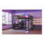 Lit mezzanine double en métal avec bureau en L et garde-robe, canapé-lit noir peu encombrant pour adolescents et adultes