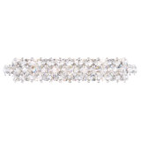 Baronet 7 Light 35in x 6.5in Bath Vanity & Wall Light in Polished Stainless Steel with Clear Optic Crystals