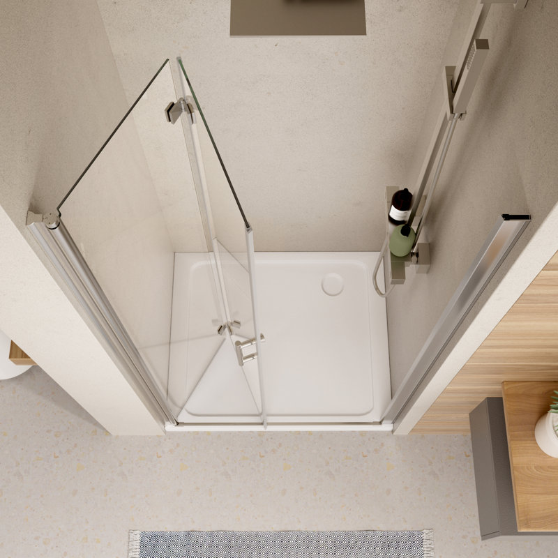 34-35.4" W x 72" H Frameless Bifold Shower Door, 1/4" (6mm) Clear SGCC Tempered Glass Shower Door, Pivot Swing Shower Glass Door in Chrome Finish, Reversible Installation