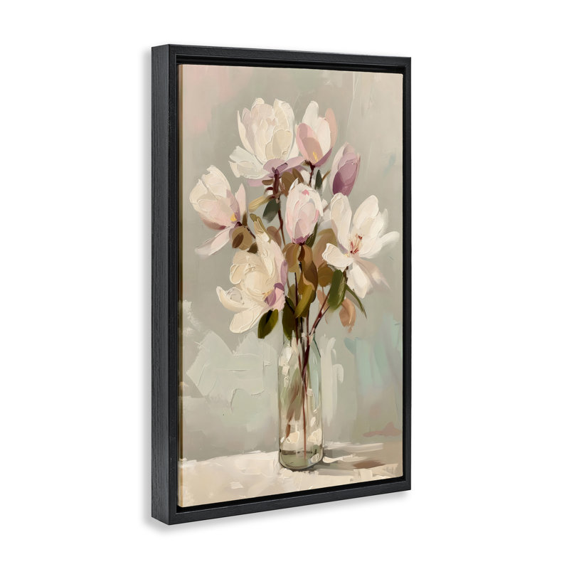 Cadre flottant Blossoming Floral Arrangement, design by Creative Studio, H 31 po x l 21 po, Cadre flottant noir de jais