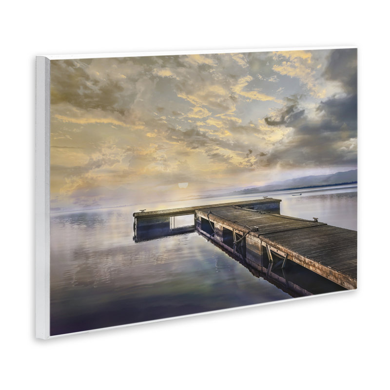Plaque murale «Lazy Morning Lake Dock», conception par Mike Calascibetta, H 10 po x l 15 po