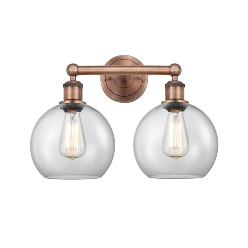 Ellington 2 - Light Dimmable Vanity Light, Clear, Antique Copper