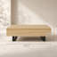 Table basse extensible avec plateau coulissant avec rangement dissimulé, MDF naturel, design moderne inspiré du milieu du siècle