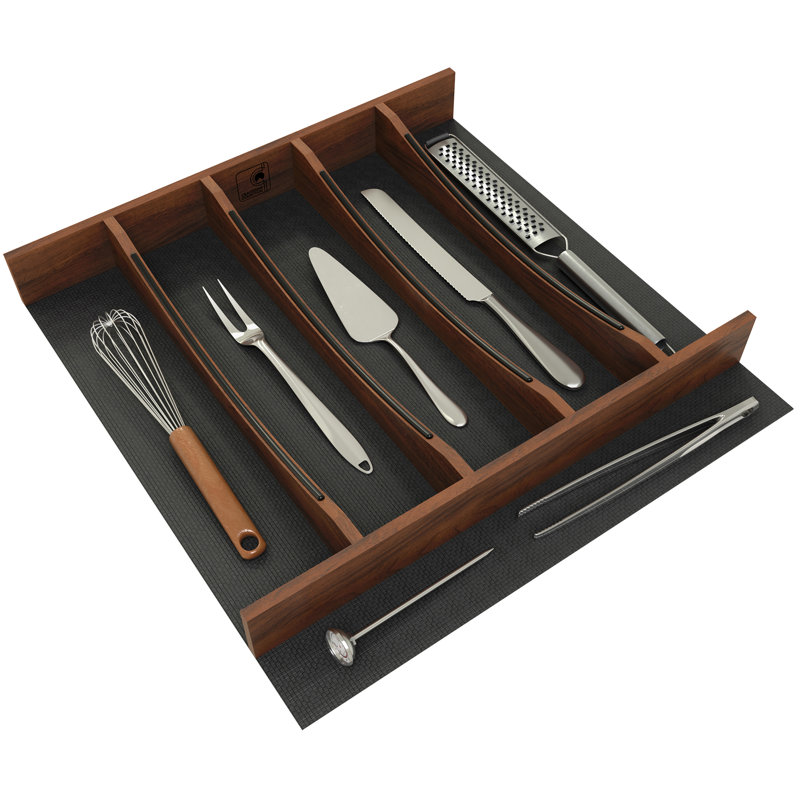 Rev-A-Shelf Utensil Insert, Black Accents, Walnut, 19.25 in., 4WUTCC-WN-24MB-1, Walnut