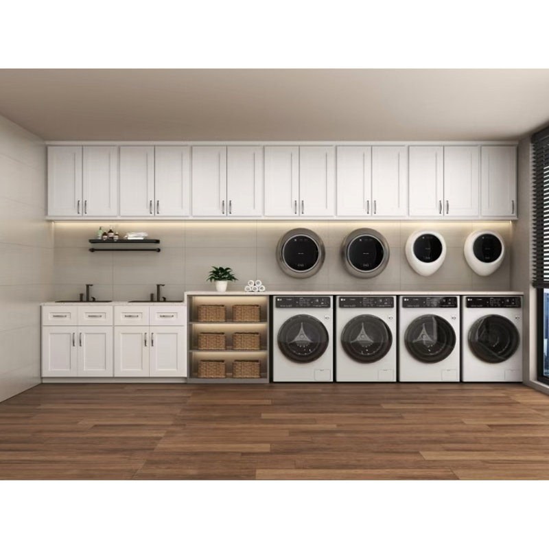 Armoire murale en bois massif à double porte 3 4 tablettes réglables pour la cuisine Garage Bureau Étanche Rangement blanc Salle de bain Assemblage facile