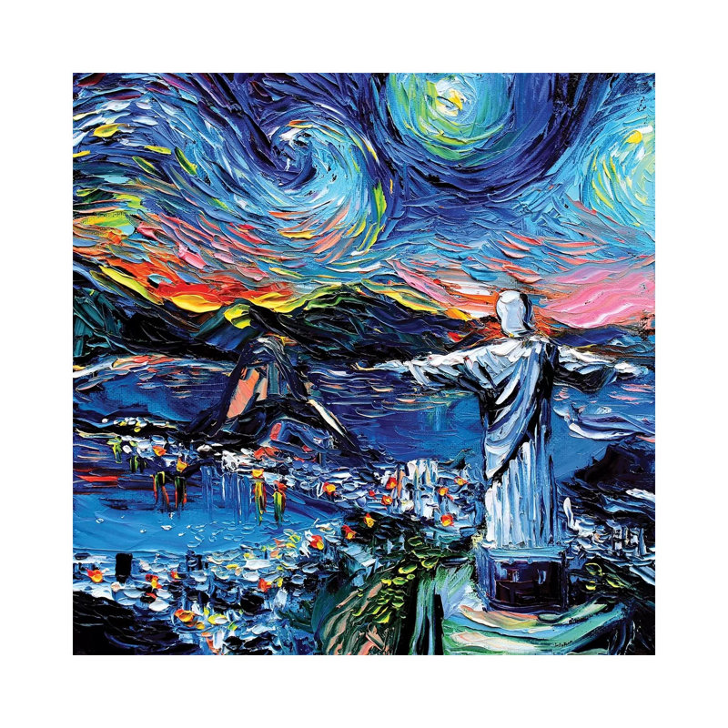 Van Gogh Never Saw Christ The Redeemer by Aja Trier - Wrapped Canvas Painting, 45.72 cm H x 45.72 cm W x 1.91 cm D
