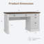 Rangement de bureau cannelé, bureau de direction moderne de 54 po avec station de charge, bureau d'écriture en bois avec classeur et tiroirs pour bureau, salon-1960220366